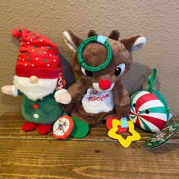 Rudolph My First Rudolph TY Christmas Gnome Squishmallow Candy Cane Plush - Picture 1 of 15